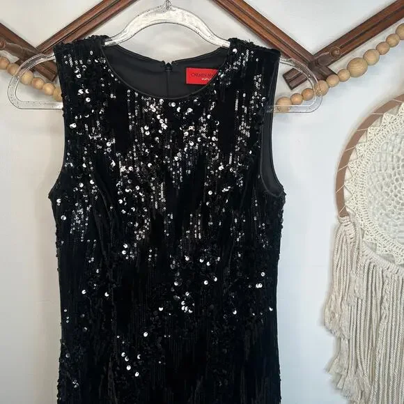 carmen marc valvo sequin dress Carmen Marc Valvo Infusion Illusion Neck Sequin Trumpet Gown Burgundy